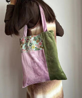 Original Design Colorblock Patchwork Velour Satchel Bags